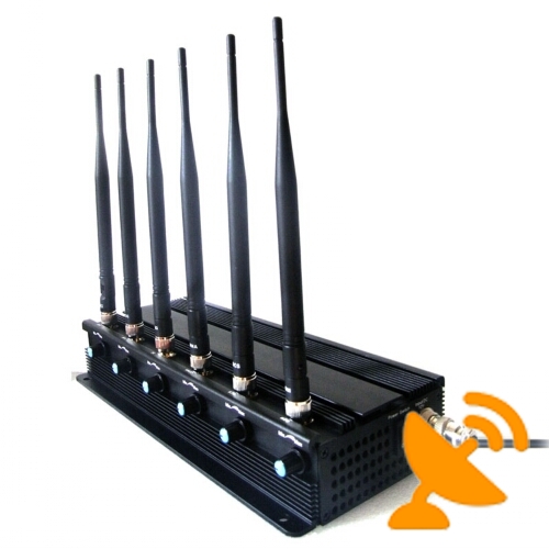 Adjustable 15 W 6 Antenna Cell Phone + Wifi + UHF High Power Jammer - Click Image to Close