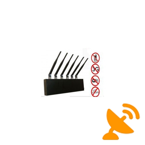 Desktop Cell Phone + GPS + Wifi Jammer Blocker 6 Antennas - Click Image to Close