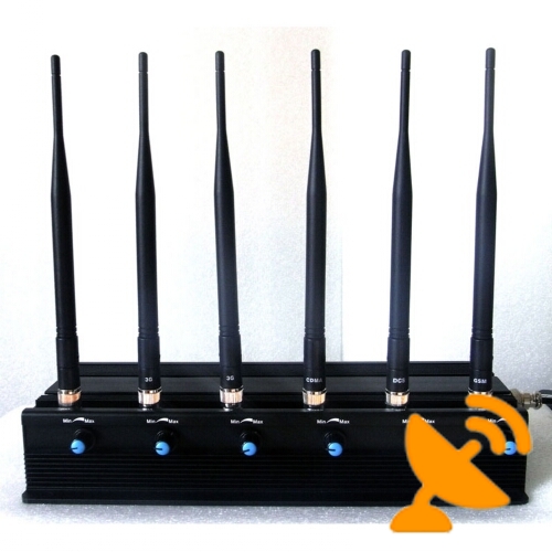 Adjustable 15 W 6 Antenna Cell Phone + Wifi + UHF High Power Jammer - Click Image to Close