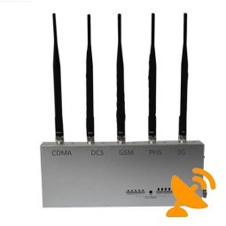 Remote Control Cell Phone Jammer Blocker 5 Antenna